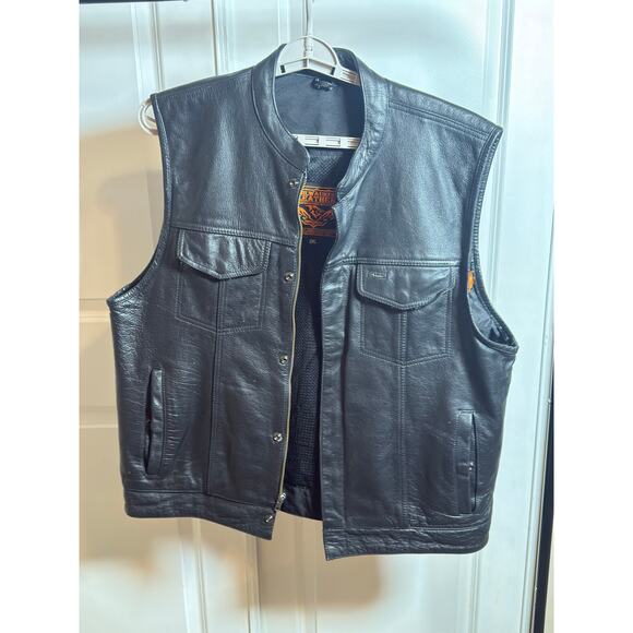 Milwaukee Leather Men’s 2XL Motorcycle Vest Black Genuine Leather Biker Riding - Picture 1 of 4